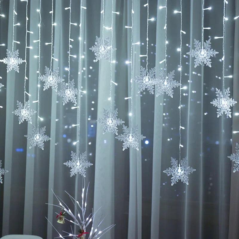 Christmas Snowflake Curtain Lights