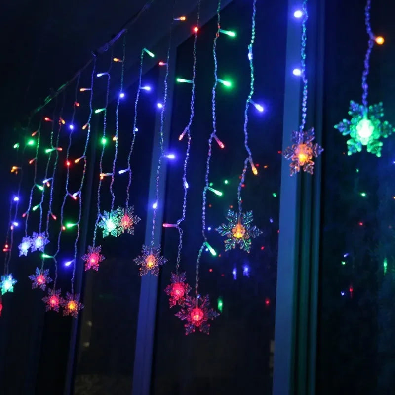 Christmas Snowflake Curtain Lights