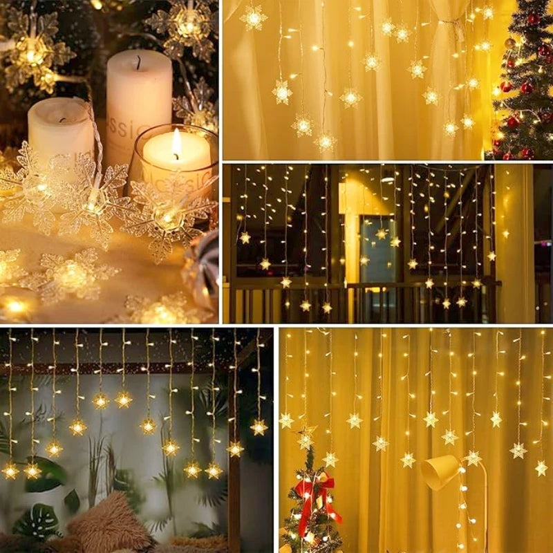 Christmas Snowflake Curtain Lights