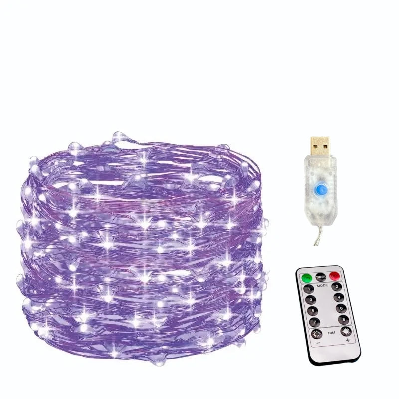 USB LED Fairy String Lights – 5M/10M/20M/30M with 8 Modes & Remote Control for Wedding, Christmas, Holiday & Party Decoration