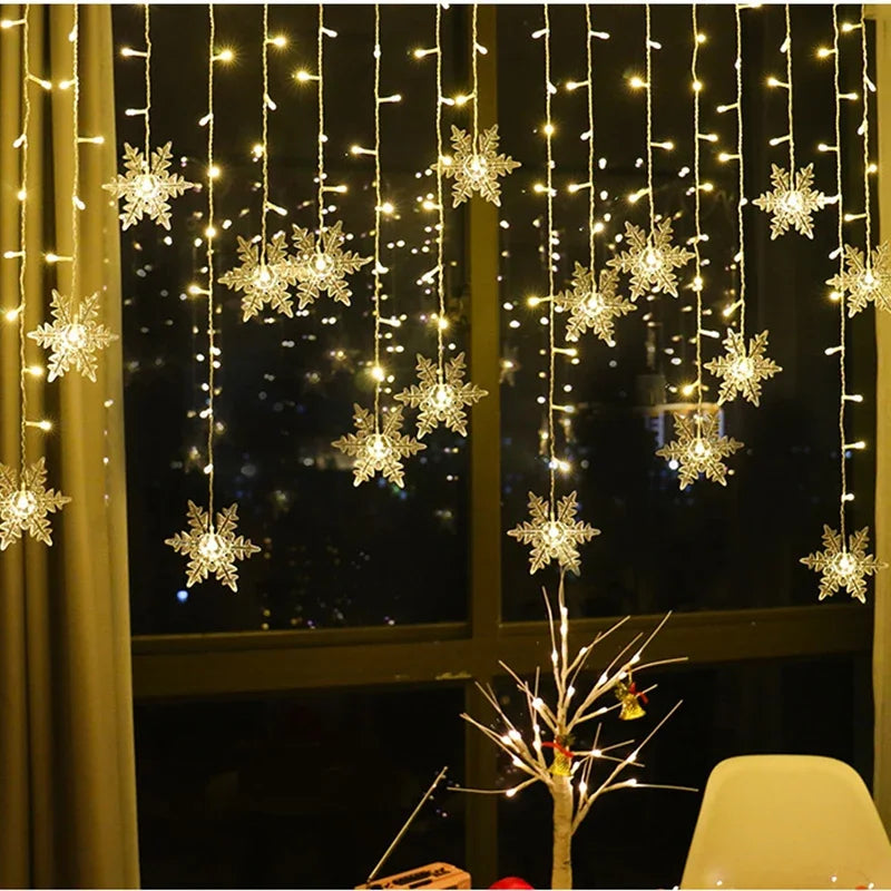 Christmas Snowflake Curtain Lights