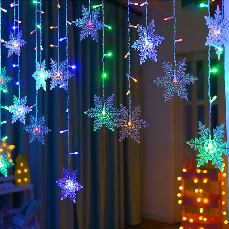 Christmas Snowflake Curtain Lights