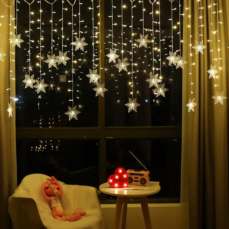 Christmas Snowflake Curtain Lights