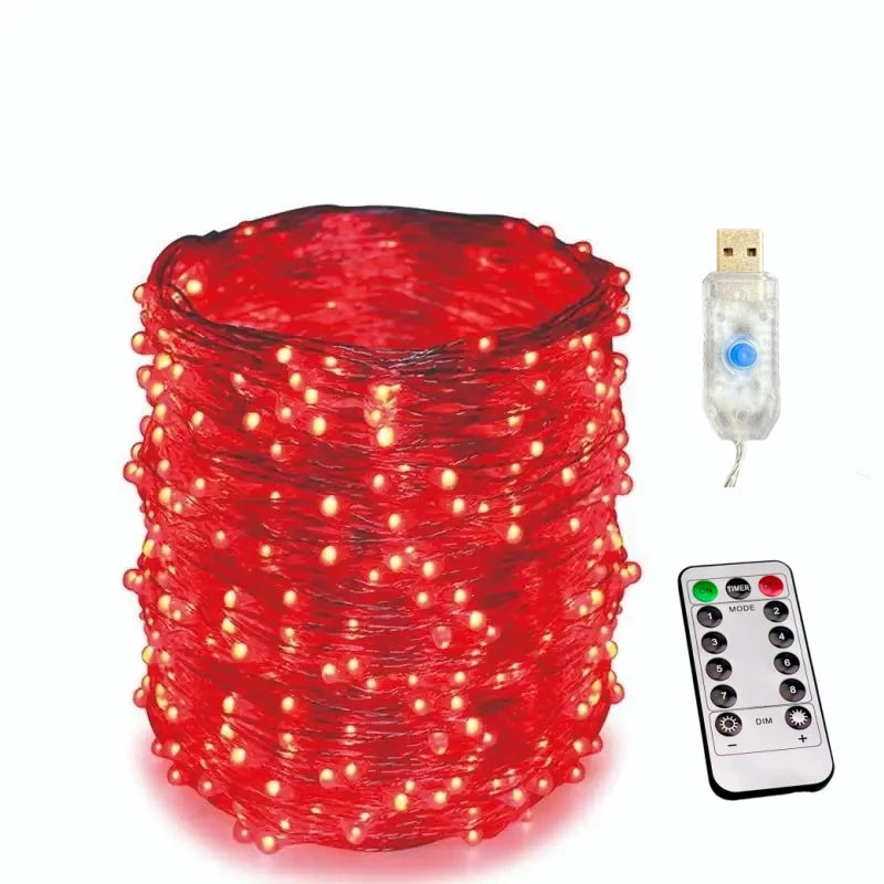 USB LED Fairy String Lights – 5M/10M/20M/30M with 8 Modes & Remote Control for Wedding, Christmas, Holiday & Party Decoration