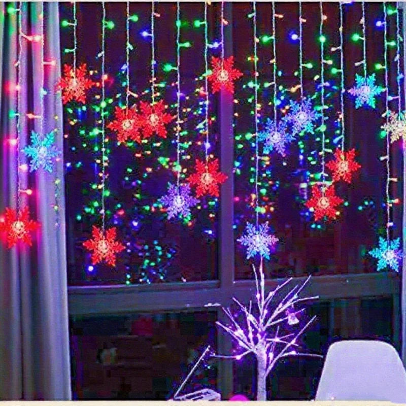 Christmas Snowflake Curtain Lights