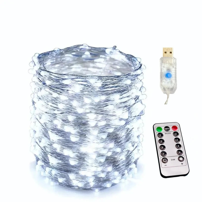 USB LED Fairy String Lights – 5M/10M/20M/30M with 8 Modes & Remote Control for Wedding, Christmas, Holiday & Party Decoration