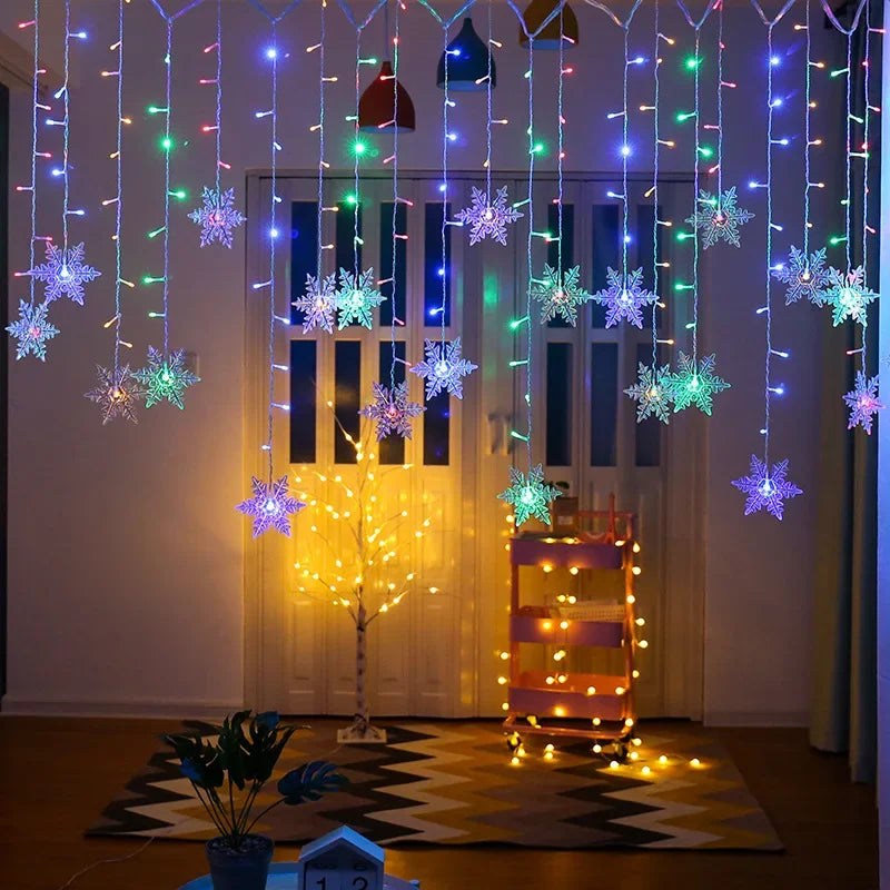 Christmas Snowflake Curtain Lights